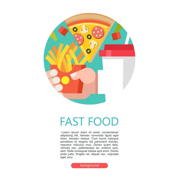 Fast Food Νόστιμο Φαγητό Εικονογράφηση Διάνυσμα Επίπεδη Στυλ Μια Σειρά — Διανυσματικό Αρχείο
