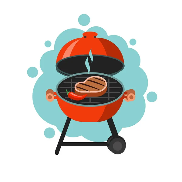 Barbecue Una Succosa Bistecca Arrosto Alla Griglia Illustrazione Vettoriale Deliziosa — Vettoriale Stock