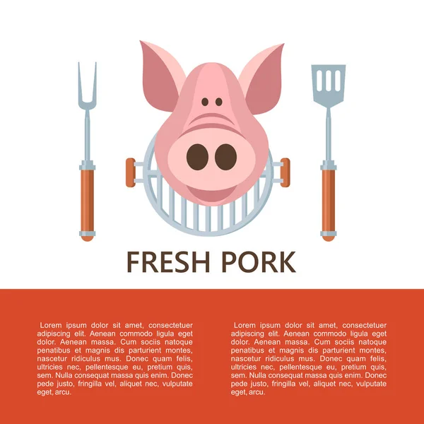 Premium Quality Barbecue Vector Emblem Logo Pig Head Chef Fork — Stock Vector