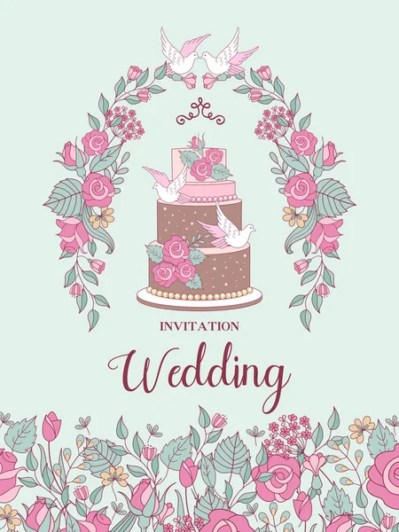 Une Invitation Mariage Joyeux Mariage Belle Carte Mariage Avec Grand — Image vectorielle