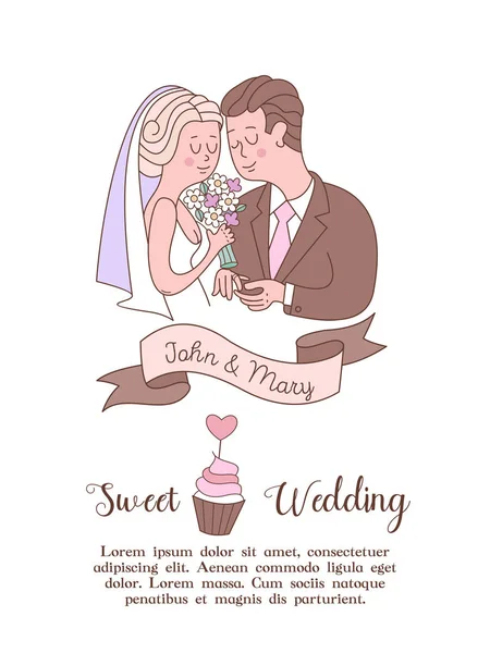 Приглашение Свадьбу Счастливых Свадеб Векторная Иллюстрация Пространством Текста — стоковый вектор
