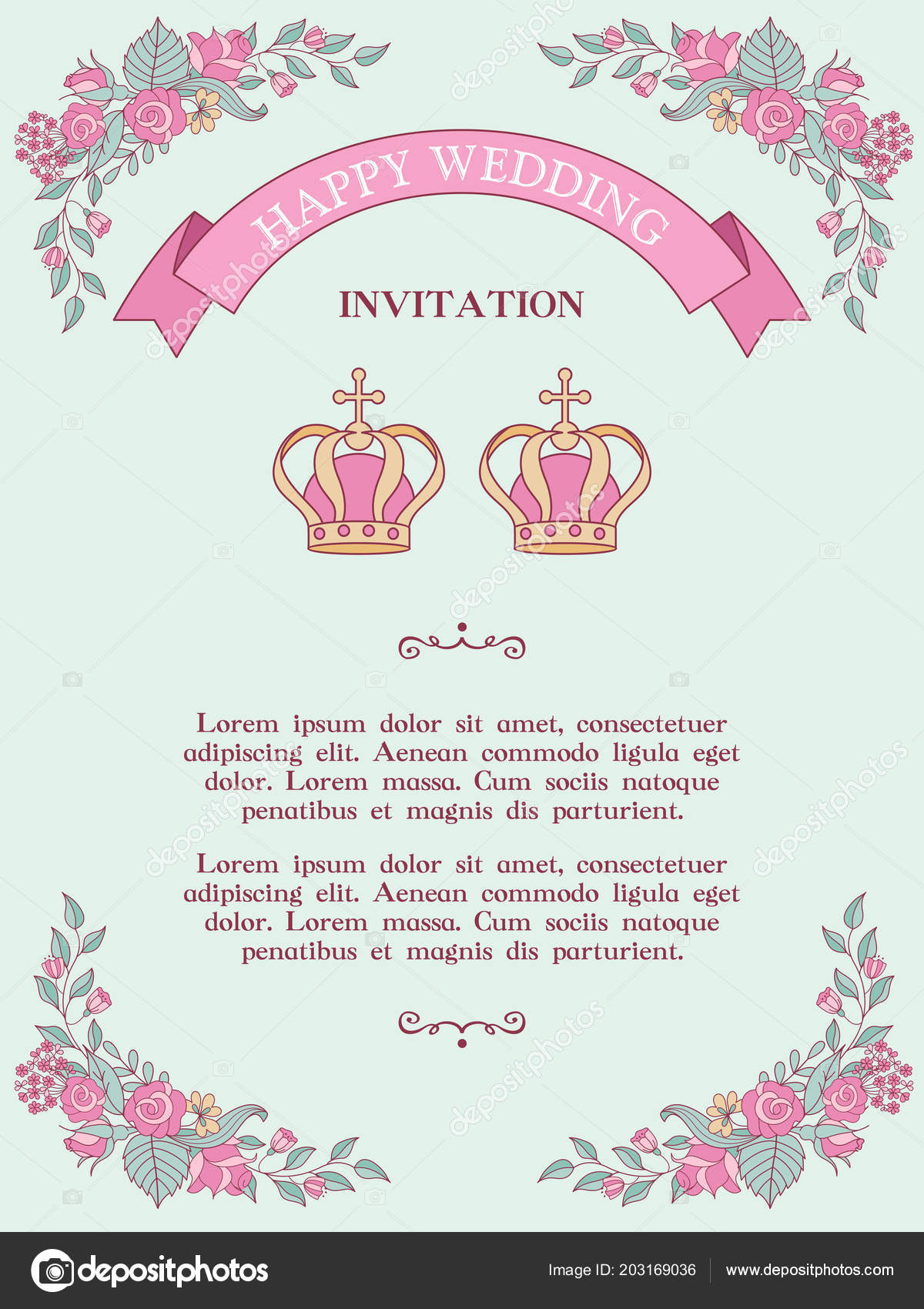 Wedding Invitation Wedding Card Christian Wedding Ceremony Two Wedding Crowns Vector Image By C Katedemianov Vector Stock 203169036