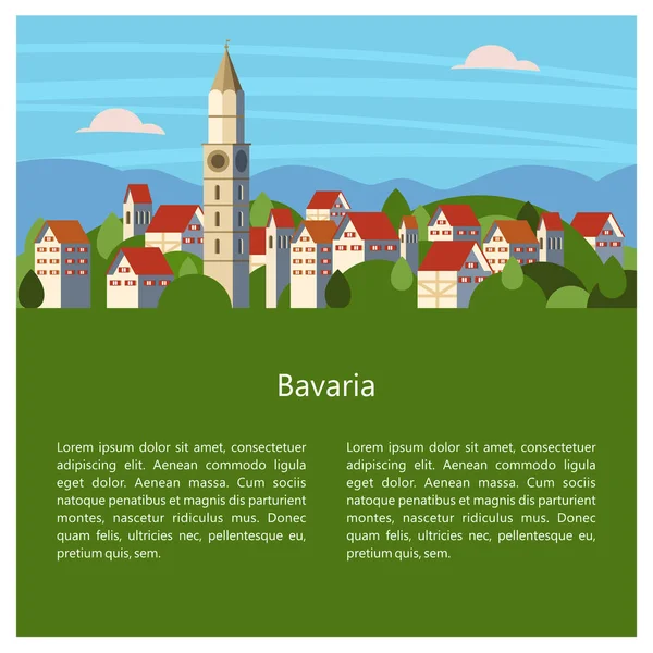 Bavaria Németország Gyönyörű Tájak Hagyományos Építészeti Bajor Várak Falvak Városok — Stock Vector