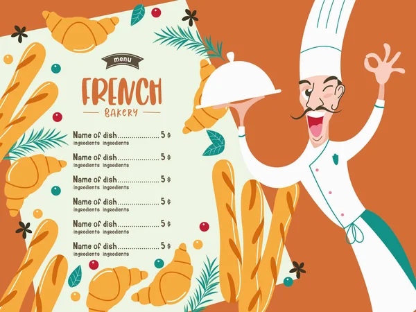 Cocina Francesa Chef Gran Conjunto Platos Vectoriales — Vector de stock