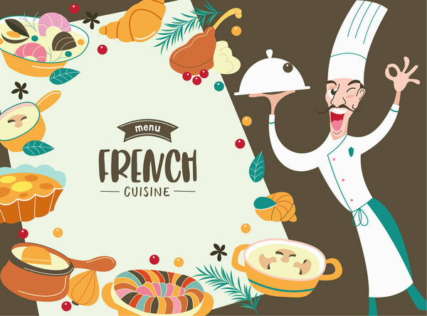French cuisine and chef. A great set of vector dishes.