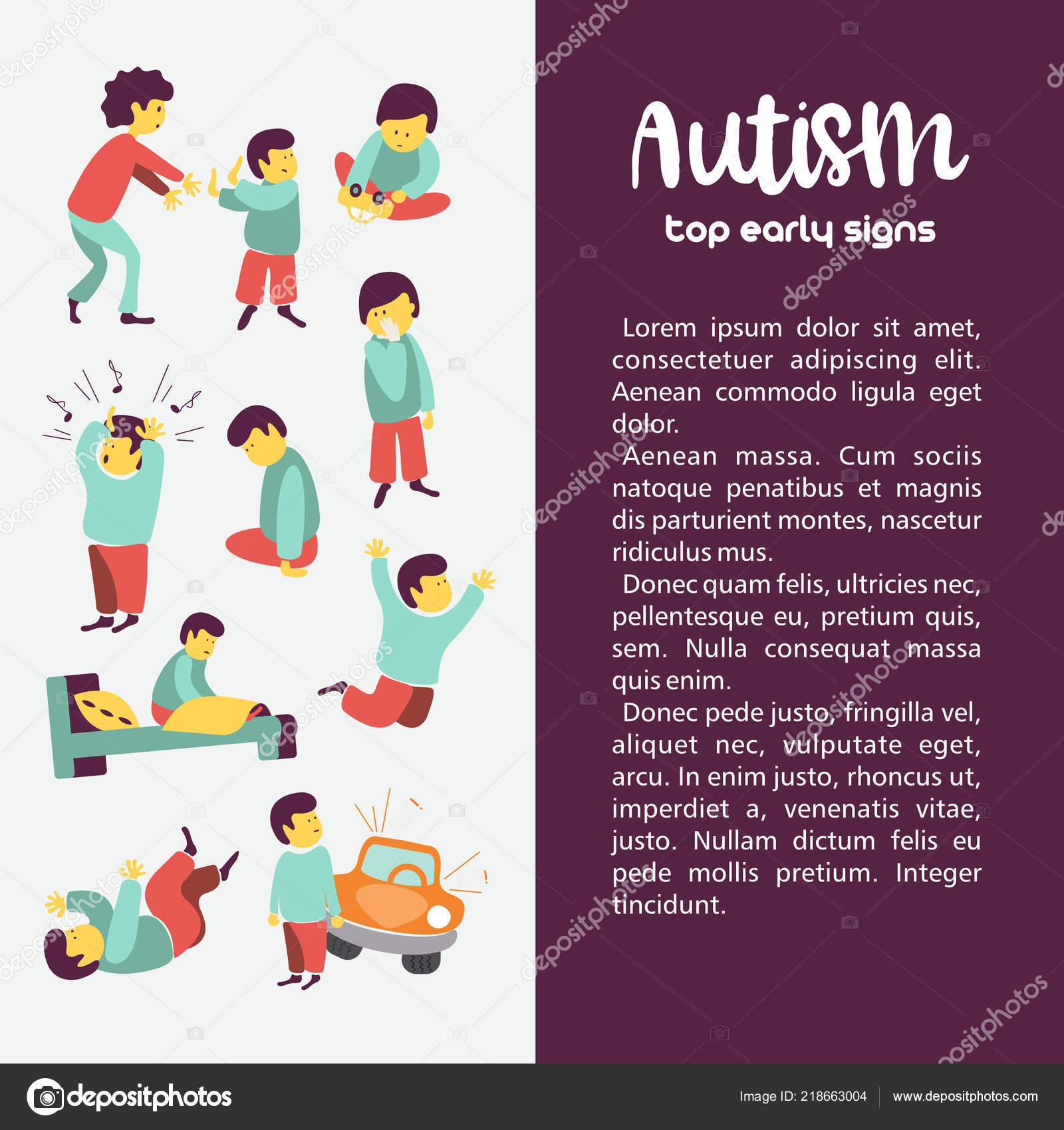 três crianças autistas com sinais de autismo 2720880 Vetor no Vecteezy