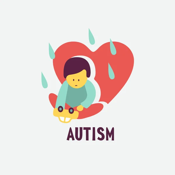 Autismo Sinais Precoces Síndrome Autismo Crianças Emblema Vetor Crianças Autismo —  Vetores de Stock
