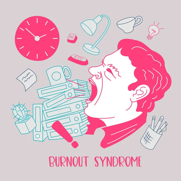 Salud Mental Síndrome Burnout Fatiga Crónica Depresión Trastorno Mental Agresión — Archivo Imágenes Vectoriales