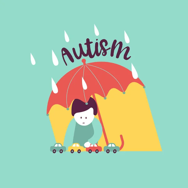 Autismo Sinais Precoces Síndrome Autismo Crianças Emblema Vetor Crianças Autismo — Vetor de Stock