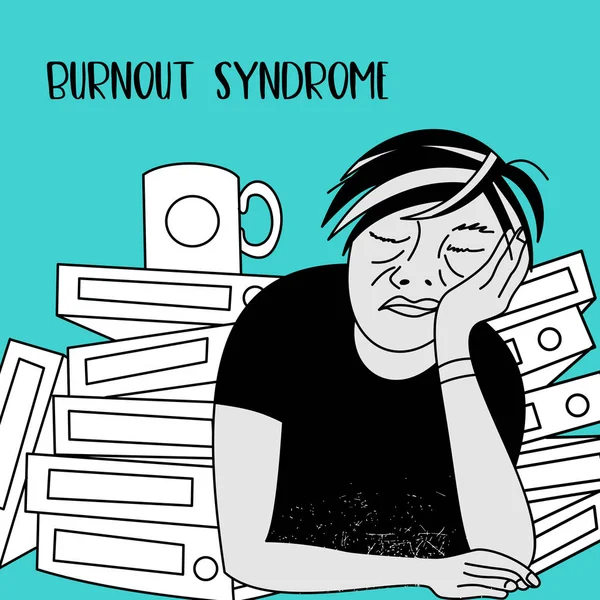 Geestelijke Gezondheid Burnout Syndroom Chronische Vermoeidheid Depressie Mentale Stoornis Een — Stockvector