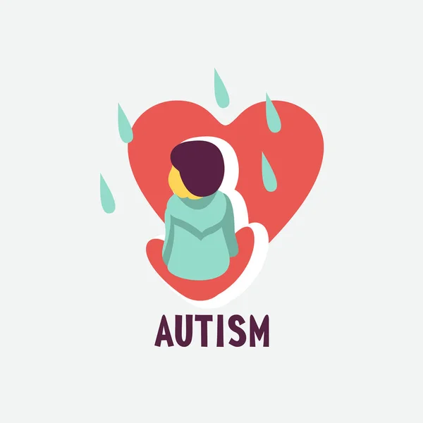 自閉症だ 小児の自閉症症候群の初期の兆候 ベクトル エンブレム 子供の自閉症スペクトラム障害Asdアイコン 小児における自閉症の徴候と症状 — ストックベクタ