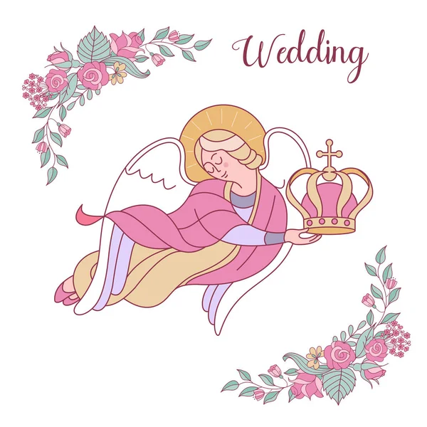 Feliz Boda Ilustración Vectorial Ceremonia Boda Tarjeta Romántica Boda Invitación — Vector de stock