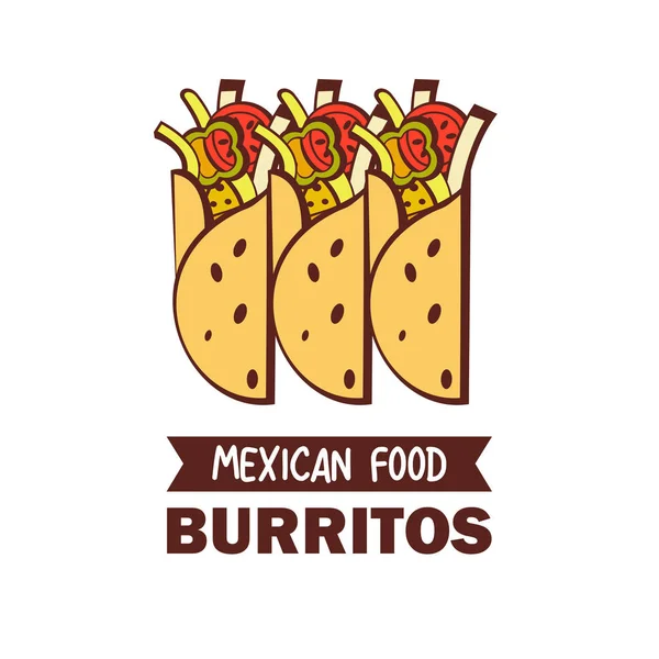Burritos Ein Beliebtes Mexikanisches Fastfood Gericht Vektorillustration Cartoon Stil — Stockvektor