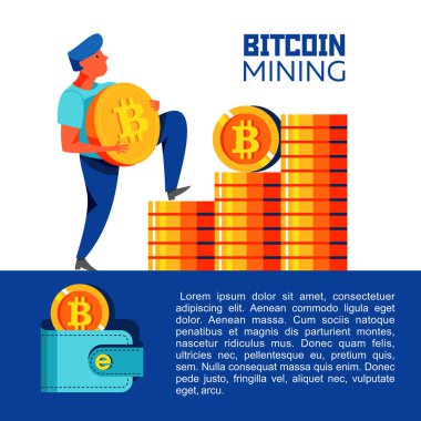 Bitcoin incelemesi. Vektör kavramsal çizimi. Cryptocurrency.