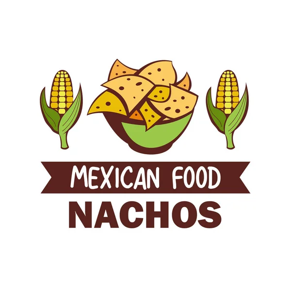 Meksykańskie Jedzenie Nachos Kukurydziane Układ Menu Ilustracja Wektorowa — Wektor stockowy