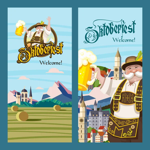 Oktoberfest Festival Annuel Traditionnel Bière Allemagne Illustration Vectorielle Allemand Joyeux — Image vectorielle