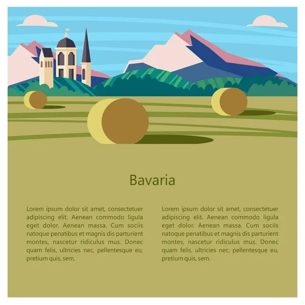 Bavyera Almanya Güzel Manzaralar Bavyera Geleneksel Mimarisi Kaleler Köyler Şehirler — Stok Vektör