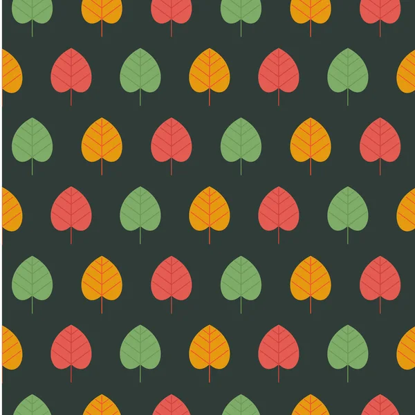 Différentes Feuilles Automne Orange Jaune Rouge Vert Modèles Sans Couture — Image vectorielle