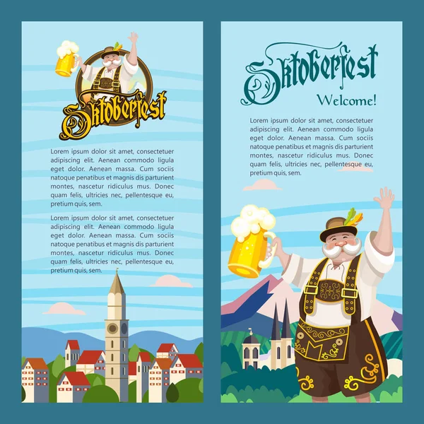 Oktoberfest Festa Annuale Della Birra Tradizionale Germania Illustrazione Vettoriale Allegro — Vettoriale Stock