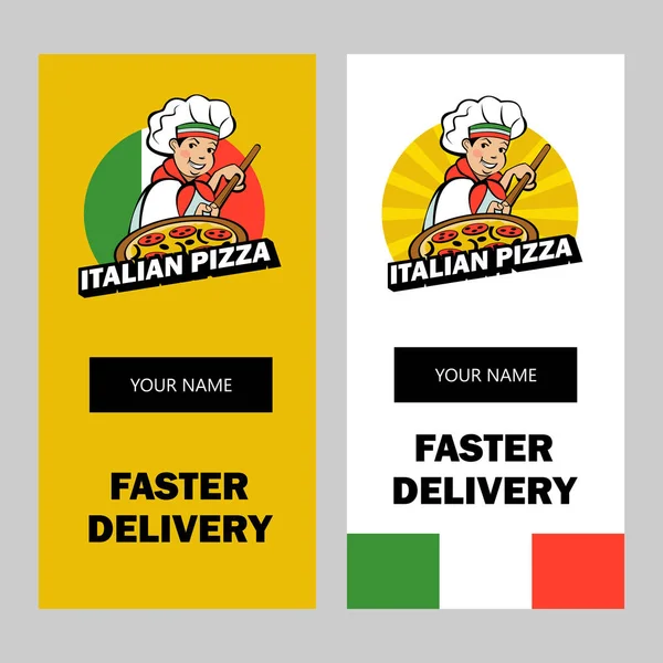 Lindo Chef Italiano Dedica Cocinar Deliciosa Pizza Logo Vectorial Pizzería — Archivo Imágenes Vectoriales