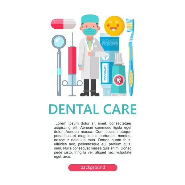 Odontología Cuidado Dental Ilustración Vectorial Estilo Plano Dentista Enmascarado Invita — Archivo Imágenes Vectoriales