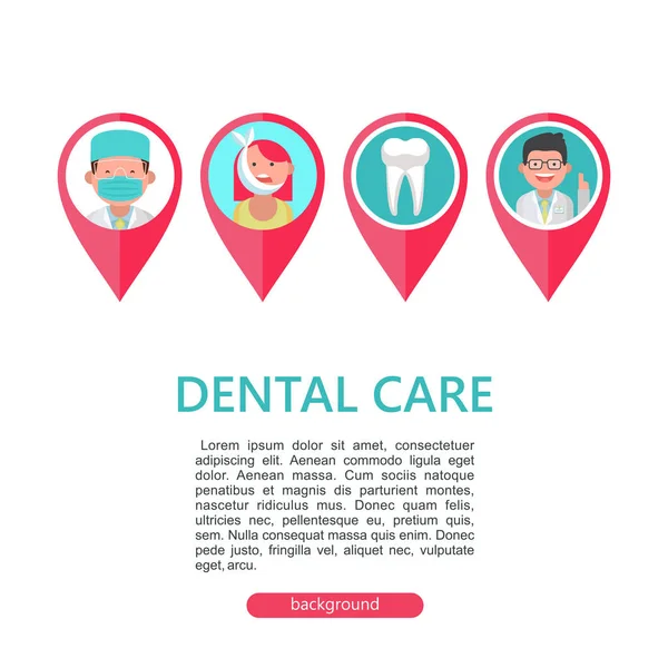 Odontología Cuidado Dental Ilustración Vectorial Estilo Plano Conjunto Iconos Sobre — Archivo Imágenes Vectoriales