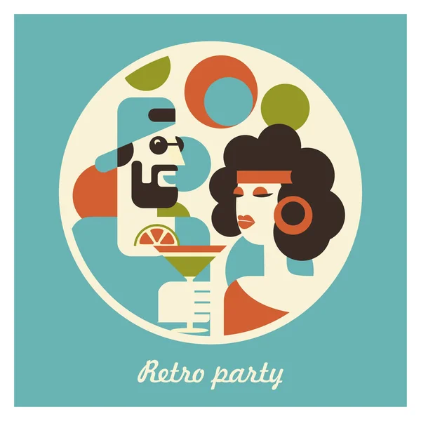 Retro Party Poszter Vektoros Illusztráció Retro Stílusban Ember Öltözött Divat — Stock Vector