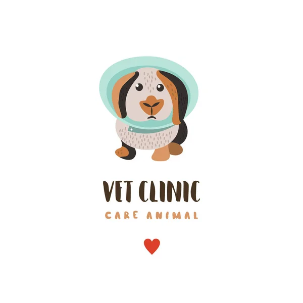 Lindo Conejito Con Collar Veterinario Atención Veterinaria Logo Ilustración Vectorial — Vector de stock