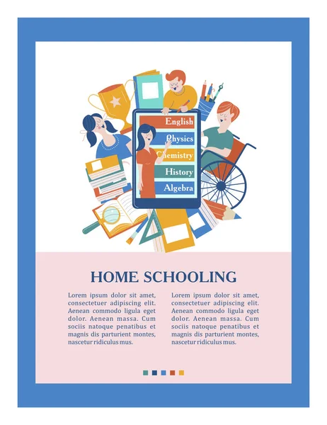 Concetto Homeschooling Emblema Dell Educazione Domicilio Famiglie Numerose Famiglie Con — Vettoriale Stock