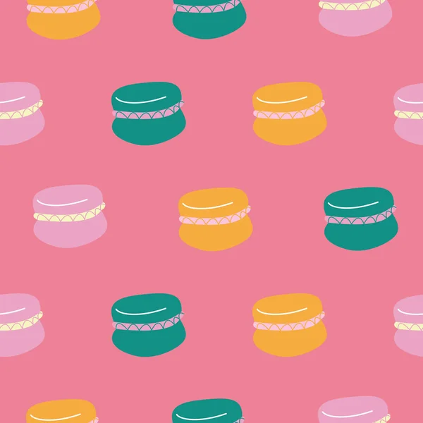 Modèle Sans Couture Pâtisserie Française Des Gâteaux Aux Macarons Illustration — Image vectorielle