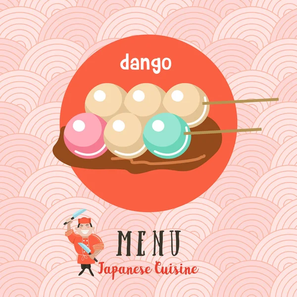 Cocina Japonesa Conjunto Platos Tradicionales Japoneses Chef Japonés Con Gran — Vector de stock