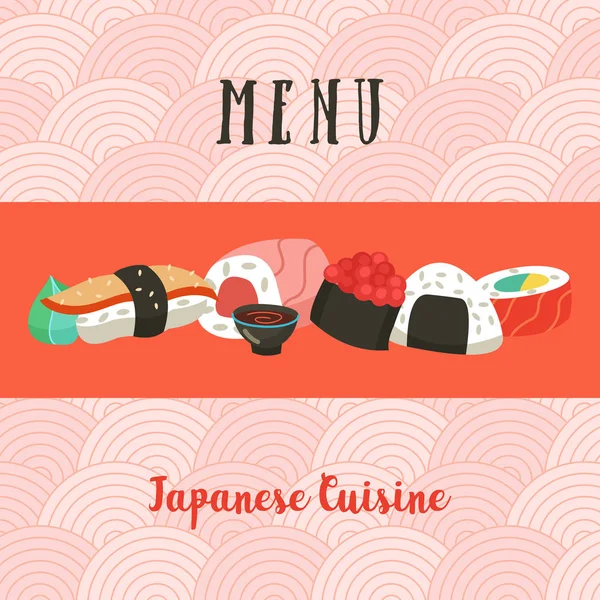 Japanese Cuisine Set Traditional Japanese Dishes Vector Illustration Cartoon Style — Stock Vector