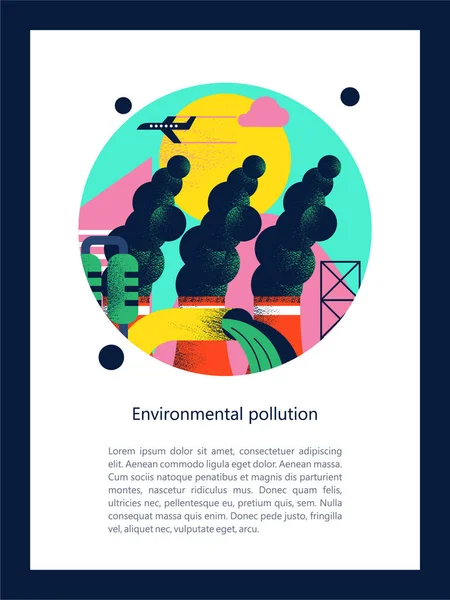 대기와 유해한 배출에의 강으로 유해한 폐기물이 있습니다 텍스트 텍스처와 다채로운 — 스톡 벡터