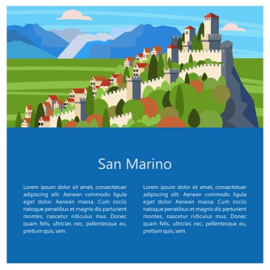 İtalya. San marino. Küçük bir Cumhuriyet İtalya. Vektör illustratio