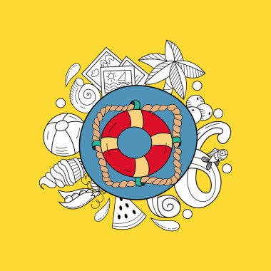 Çizgi film el çizilmiş doodle ayrı unsurdan oluşan. Summe