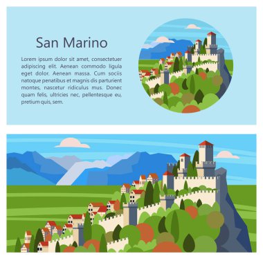 İtalya. San marino. Küçük bir Cumhuriyet İtalya. Vektör illustratio