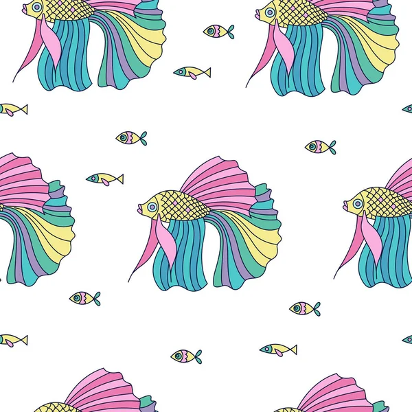 Modèle sans couture. Beau poisson exotique. Sur fond blanc . — Image vectorielle