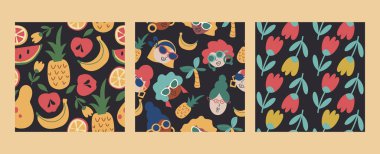 Yaza bayılırım. Eğlenceli yaz illüstrasyon ile Vektör şablonları. De