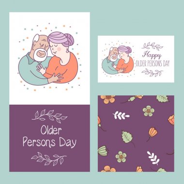 Aile günü. Mutlu yaşlı insanlar günü. Vektör çizimi.