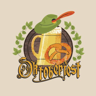 Oktoberfest bira festivali. Vektör el çizimillüstrasyon.