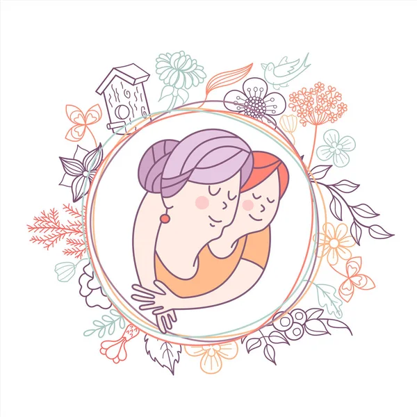 Día de la familia. Feliz día de las personas mayores. Ilustración vectorial . — Vector de stock