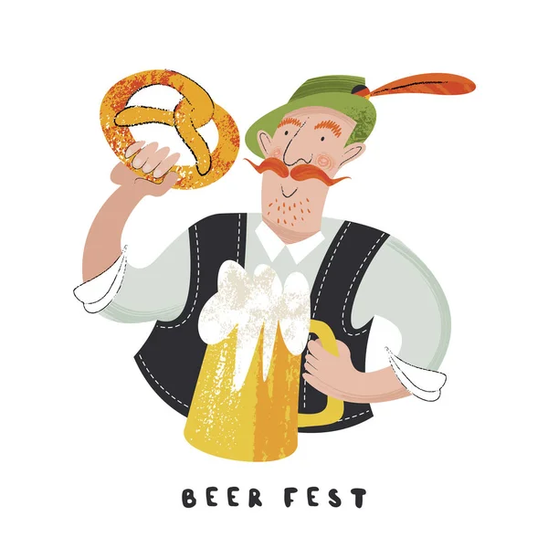 Pivní večírek na Oktoberfestu. Pivní festival v Německu. Vektorový illustr — Stockový vektor