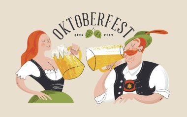 Oktoberfest, bira festivali. Alman ulusal elbise karakterleri 