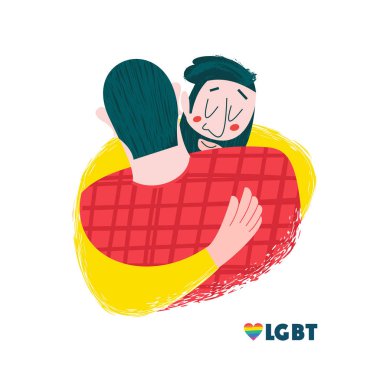 Mutlu homoseksüel erkek çiftlerinin vektör çizimi.