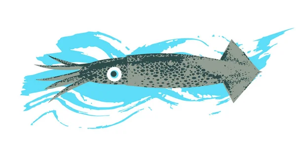 Meeresbewohner. Meeresfrüchte. kalmar. Vektor-Illustration auf weißem Backg — Stockvektor