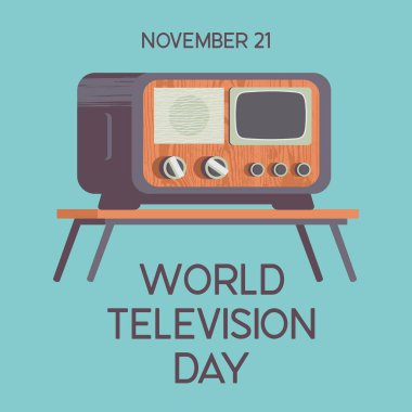 November 21 is world television day. Vector illustration in retro clipart