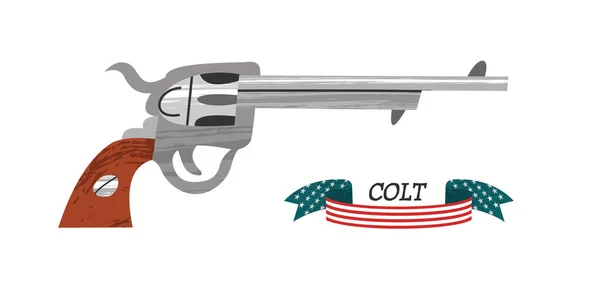 Colt Revolver. Une arme ancienne. Un revolver américain. Illustration vectorielle . — Image vectorielle