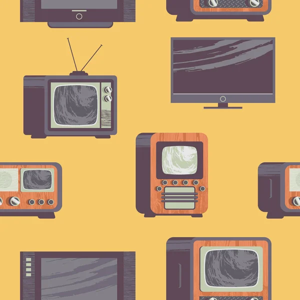 シームレスなパターン。古いものと現代のテレビ。レトロのベクトルイラスト  — 無料ストックフォト