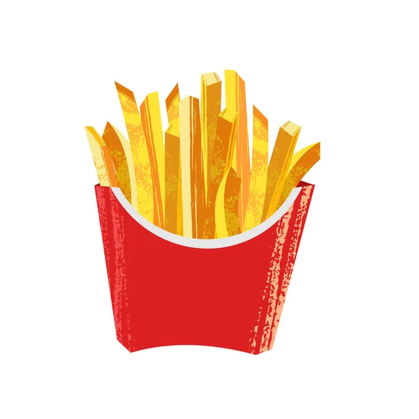 French fries in cardboard box Vector illustration on white backg — Free Stock Photo