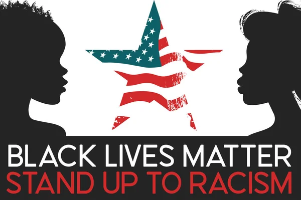 Black Lives Matter Mladí Afroameričané Muž Žena Proti Rasismu Černí — Stockový vektor